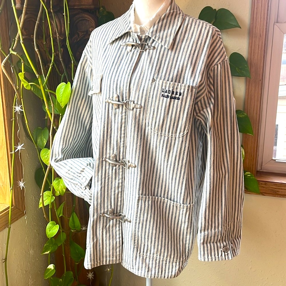 🤩VINTAGE RALPH LAUREN👌 80’s HD Denim Pinstripe Jacket M - RARE & FLAWLESS! 🎉